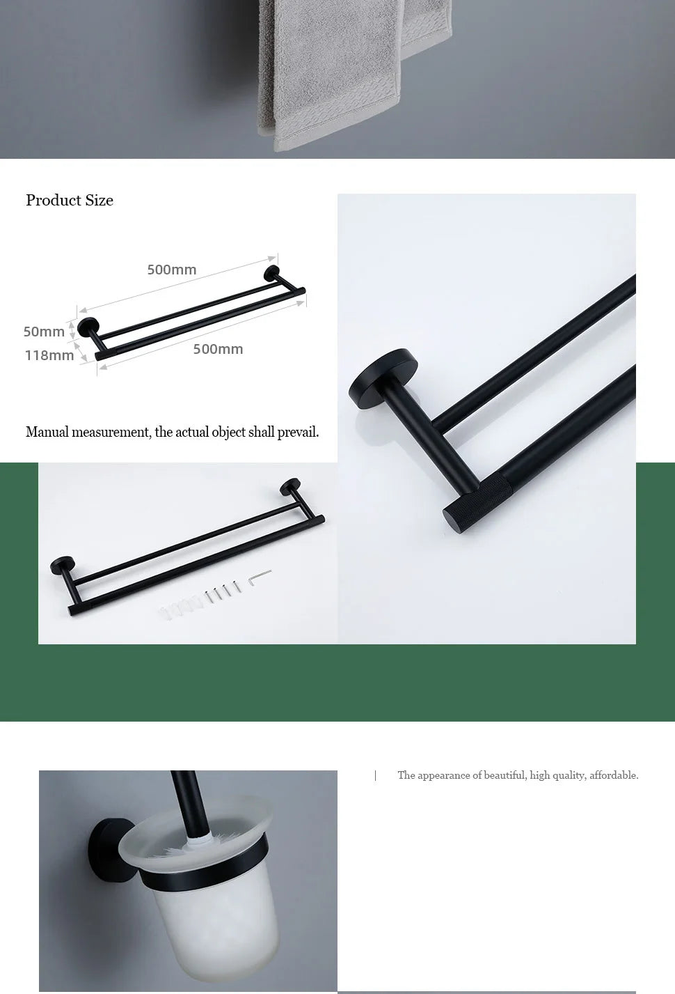 Matte Black Bathroom Brass Knurled Kit Paper Holder