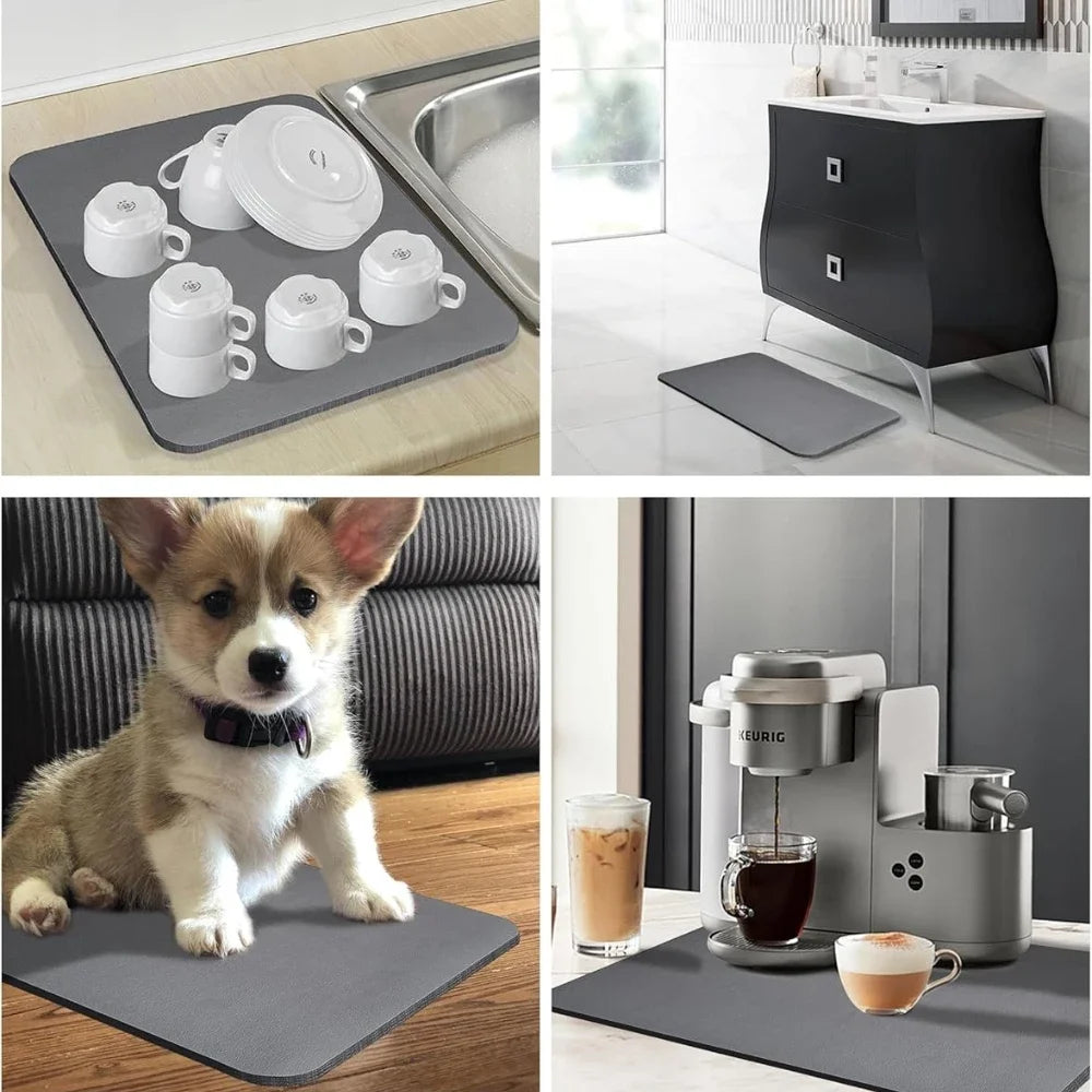 Countertop Dish Drying Mat Absorbent Drain Mat Non