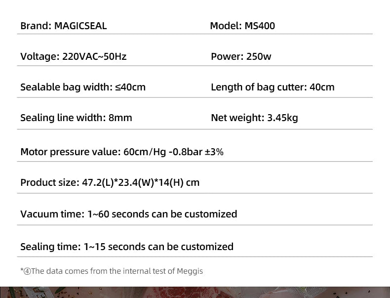 Magic Seal Ms400 Food Vacuum Sealer Machine Vacuum