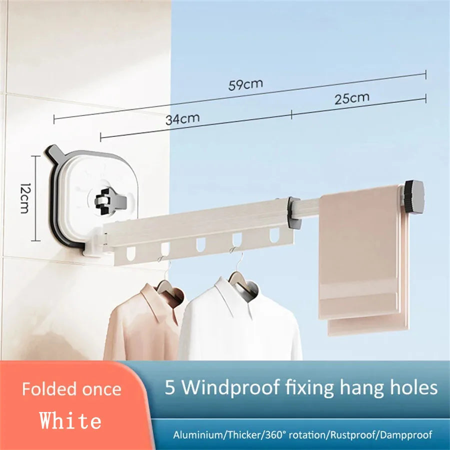 Retractable Drying Rack Suction Cup No Punching Aluminum