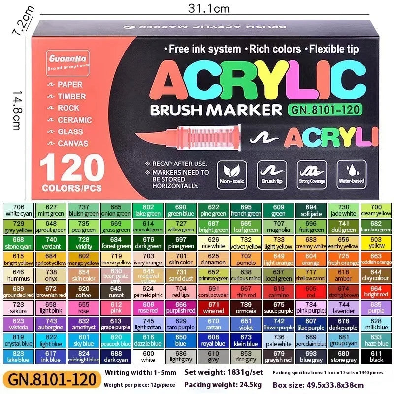 12-240 Colors Acrylic Paint Pens Pencil Brush Markers
