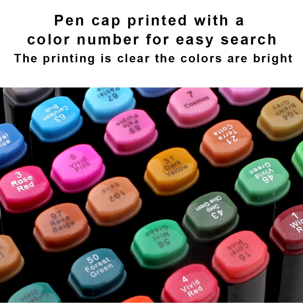 Alcohol Marker Pens - 36/60/80/168 Colors Soft Brush