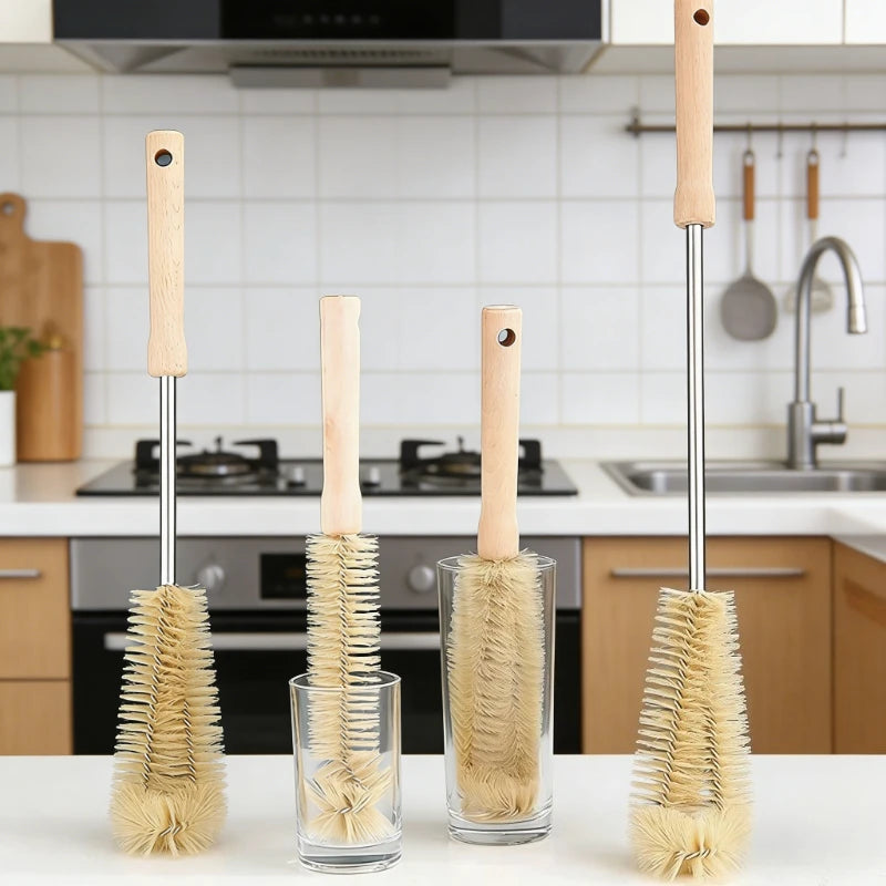 Wooden Bottle Cleaning Brush Long Handle - Glass