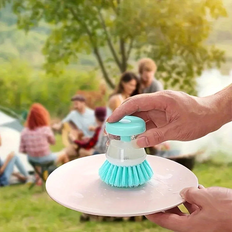 1pc Press-Type Liquid Dishwashing Brush - Pot Cleaning