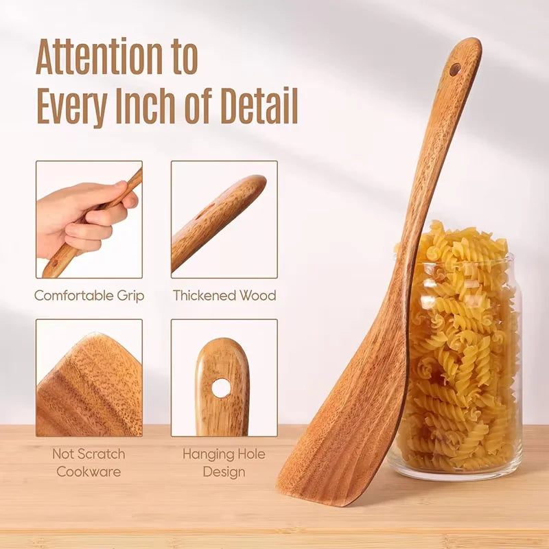 Wooden Utensil Natural Acacia Wood Cooking Utensils Durable