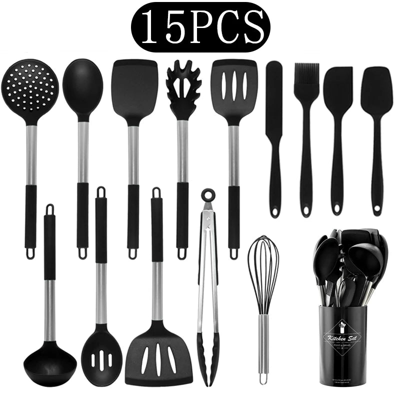 Black Non-Stick Silicone Kitchenware Cooking Utensils Cookware