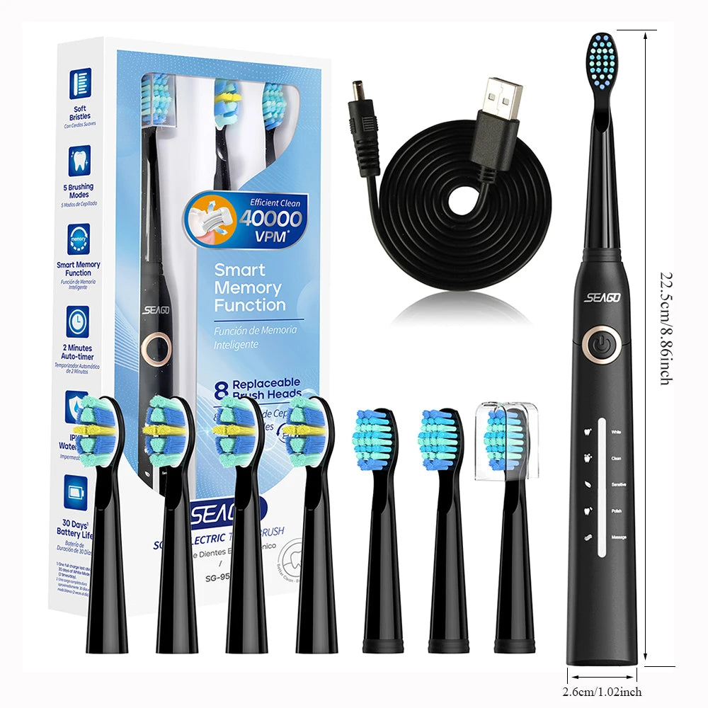 Seago Fast Rechargeable Sonic Toothbrush Electric Smart Automatic