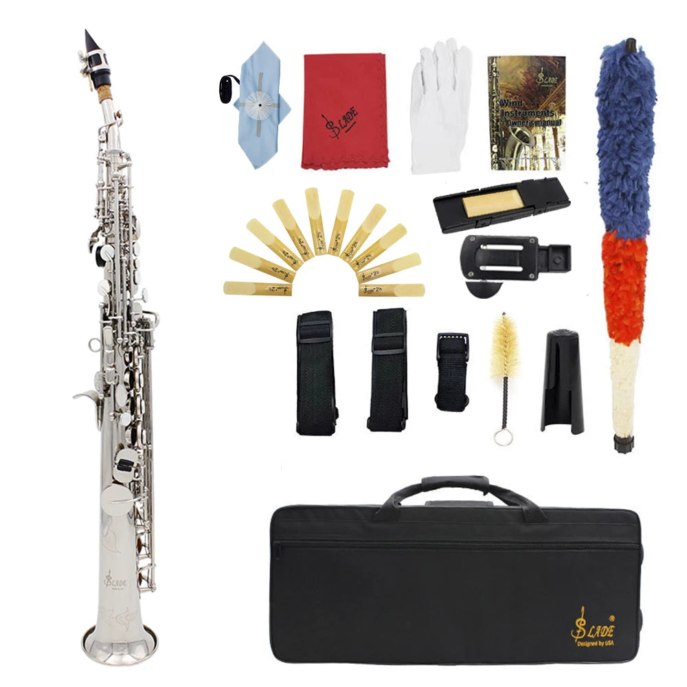 Slade Soprano Saxophone Flat Brass Sax Professional Saxophone