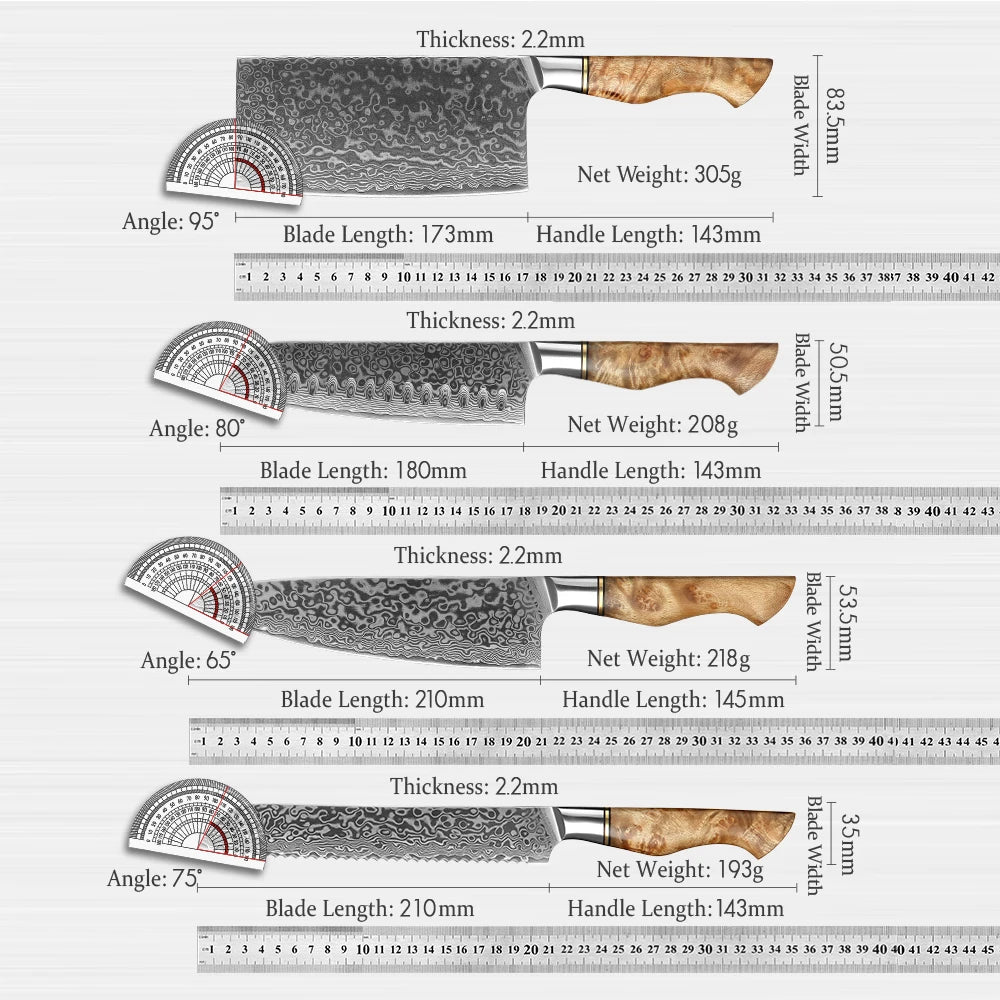 Hezhen Knife 1-7pc Damascus Steel Knives Chef Knife