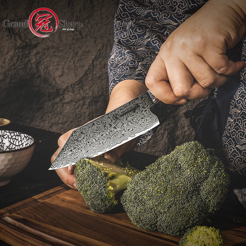 Grandsharp Inch Japanese Bunka Knife 67 Layers Damascus