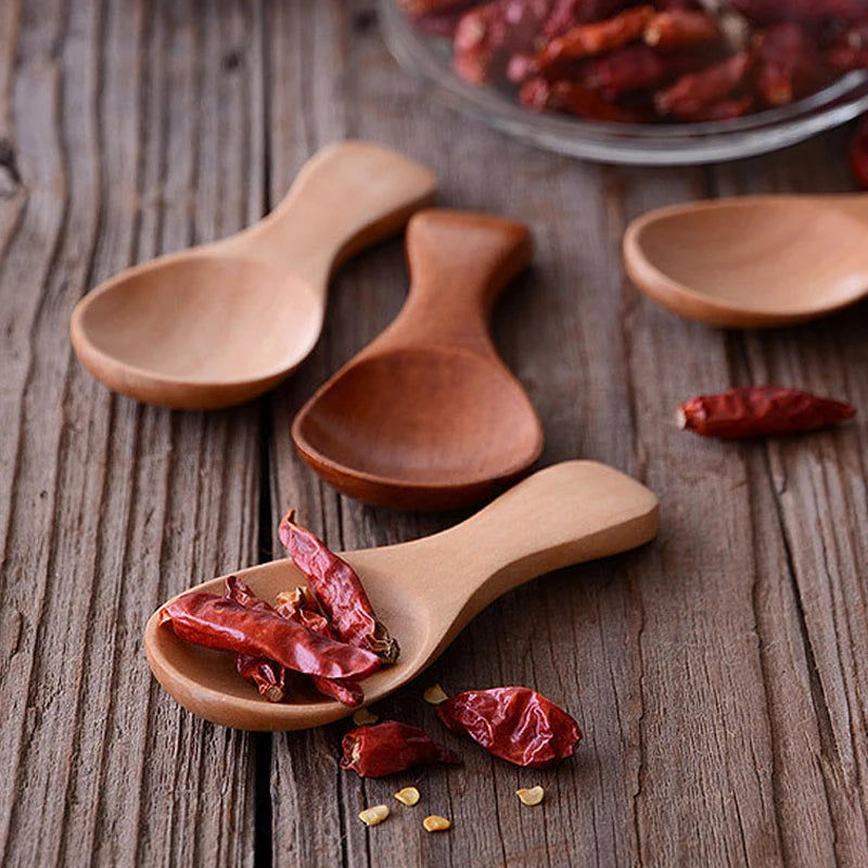 4pcs Mini Wooden Spoons Small Spice Condiment Spoon