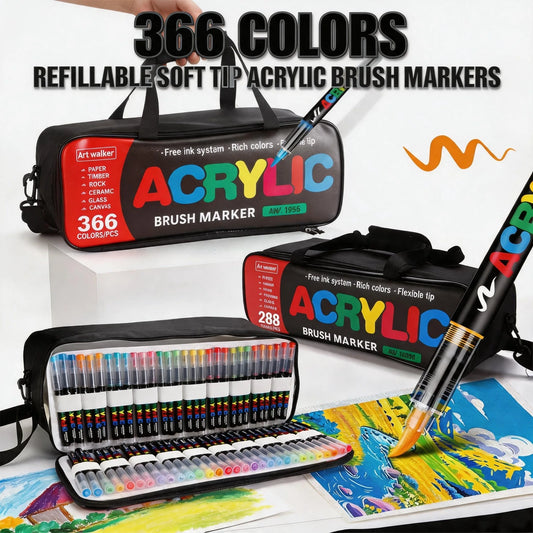288/366colors Acrylic Painting Marker Waterproof Acrylic Brush