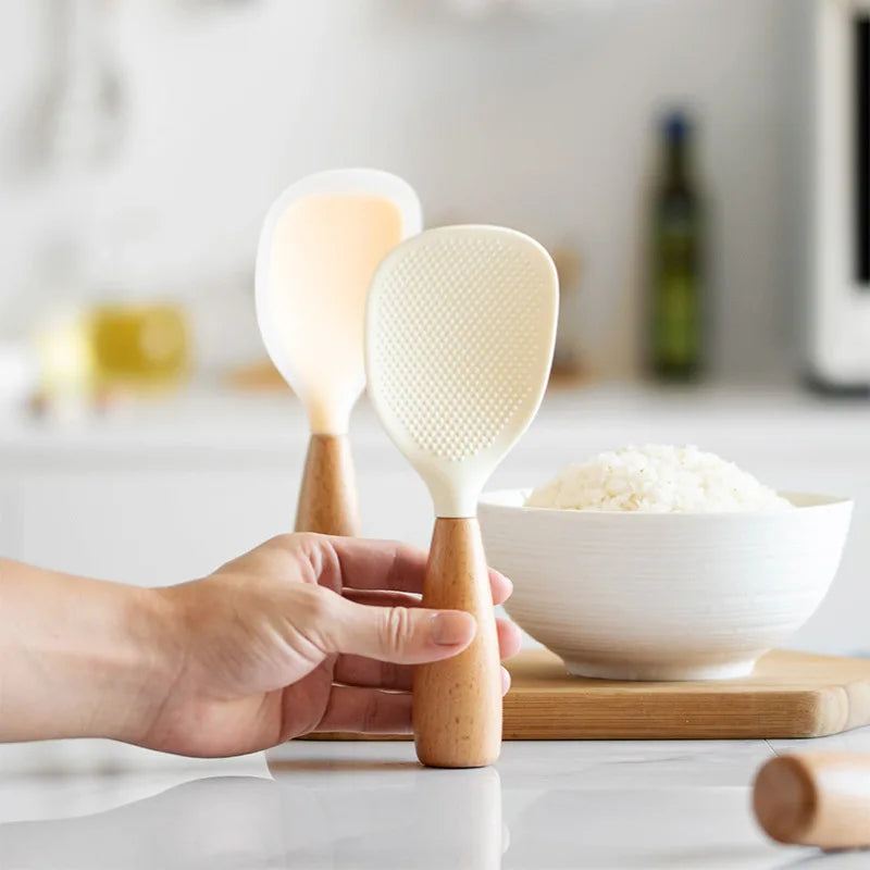 Non-Stick 1pcs Silicone Rice Spoon Cooking Spoon Anti-Scalding