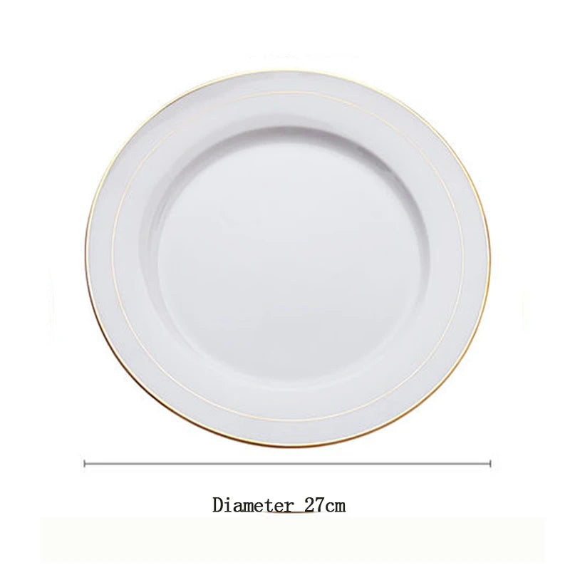 White Porcelain Dinner Plate Light Luxury Food Disk