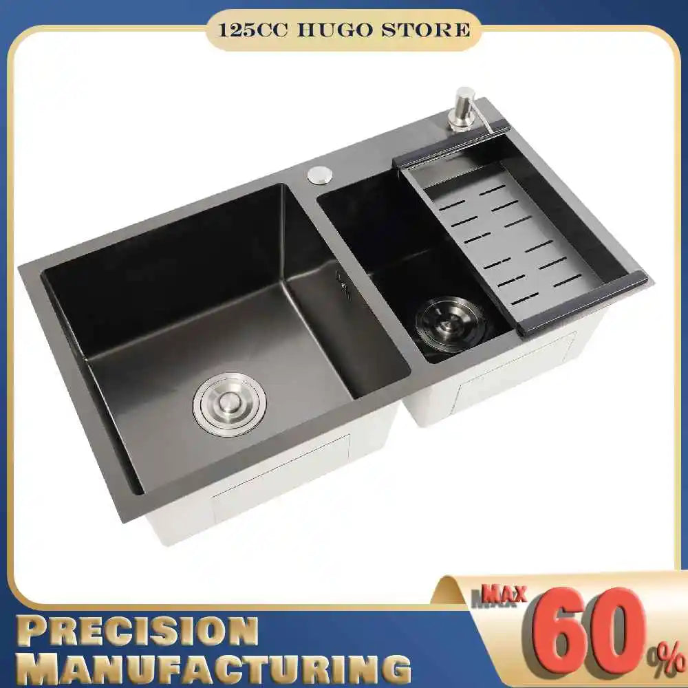 Black 304 Stainless Steel Sink Double Bowl Sink