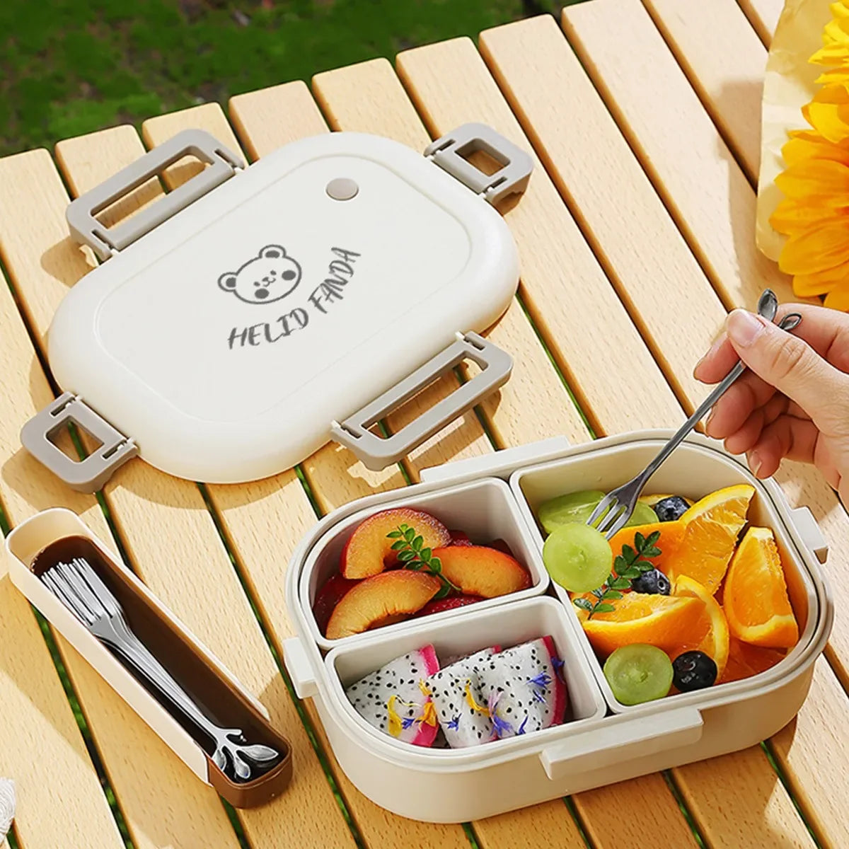 Removable Grids Cute Plastic Divided Lunch Box Kids