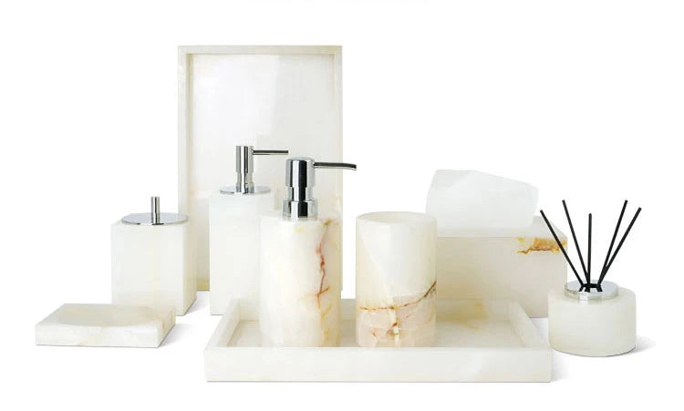 White Onyx Natural Marble Bathroom Luxury Soap Dispenser