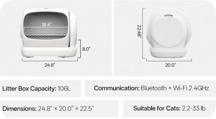 106l Smart Automatic Cat Litter Box Semi-Open Self-Cleaning