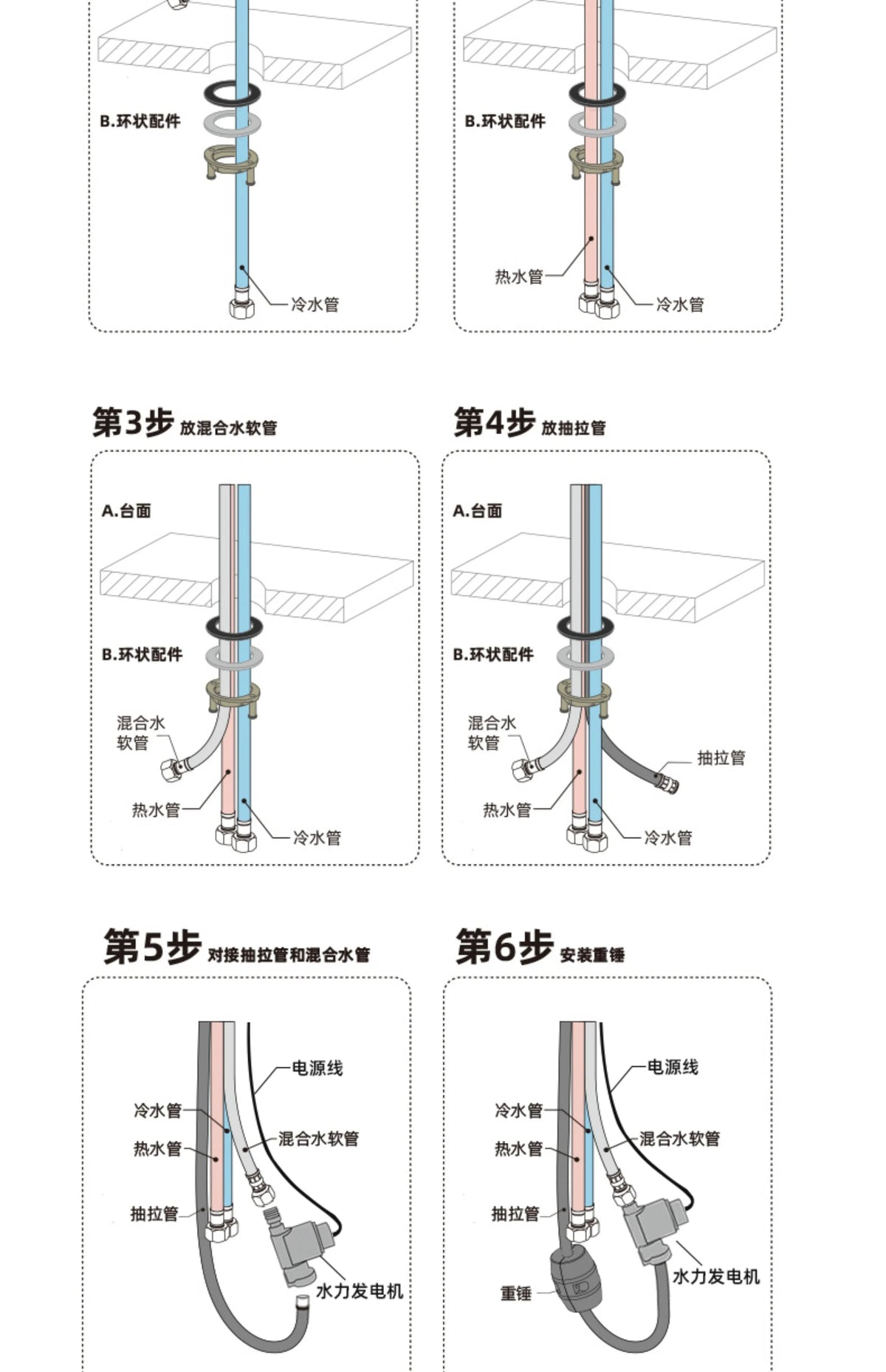 Faucet Cold Digital Display Pull-Out Rotatable Multi-Functional