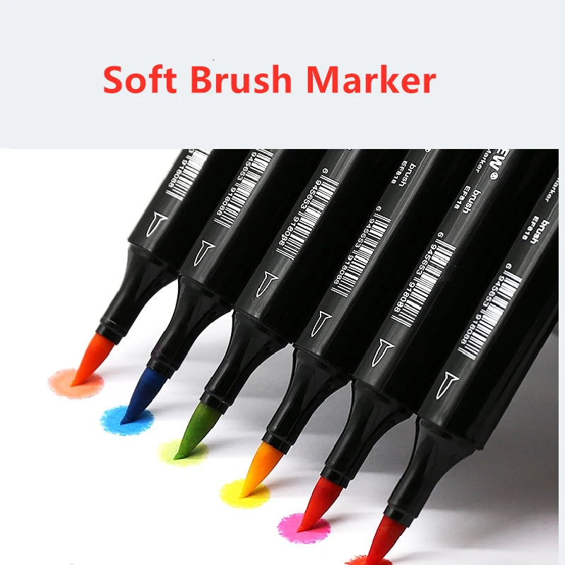 Alcohol Marker Pens - 36/60/80/168 Colors Soft Brush