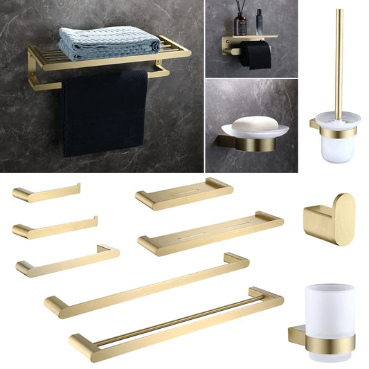 Brushed Gold Towel Ring Holder Bar Rack Brush/Paper