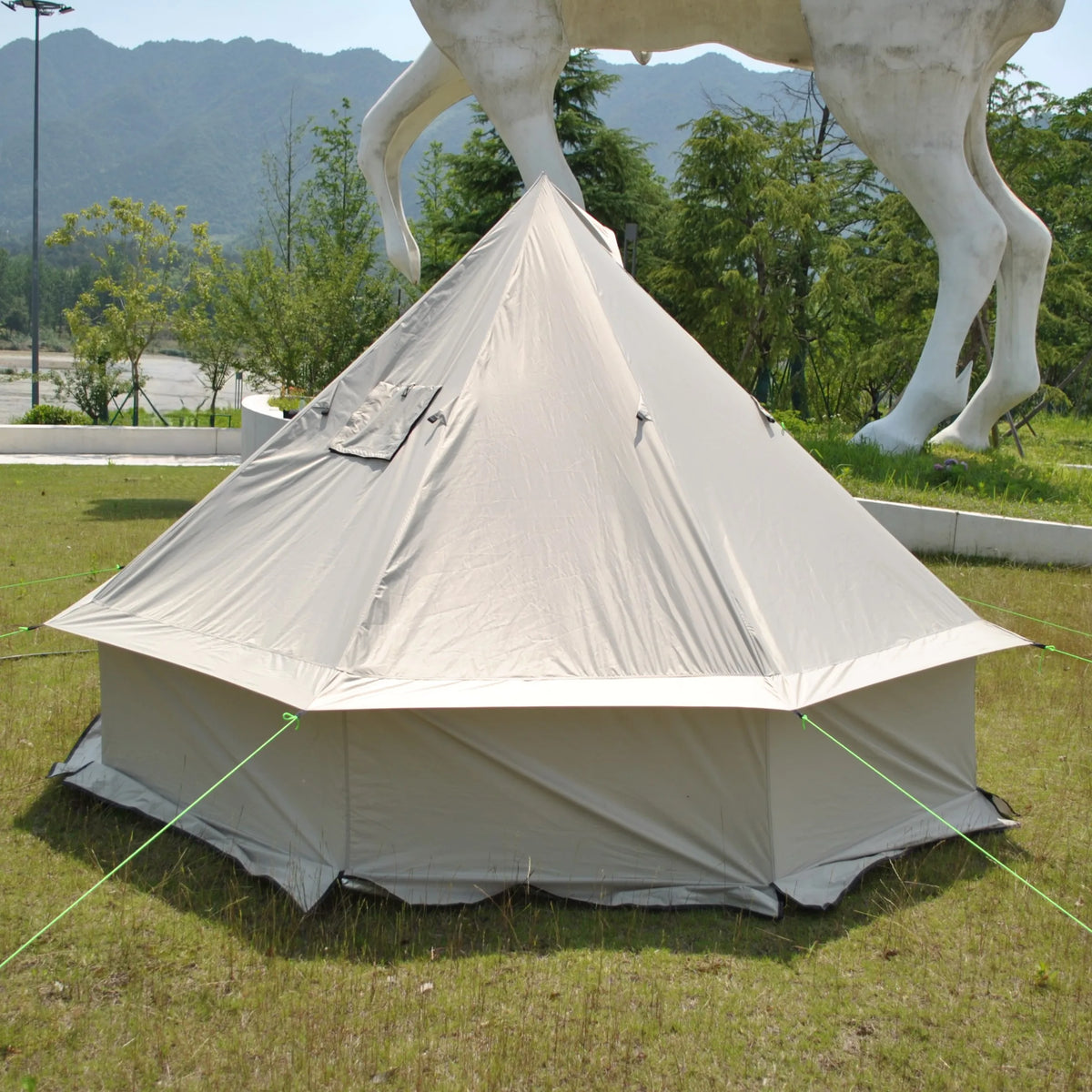 Person Large Pyramid Tent Four Seasons Camping Chimney
