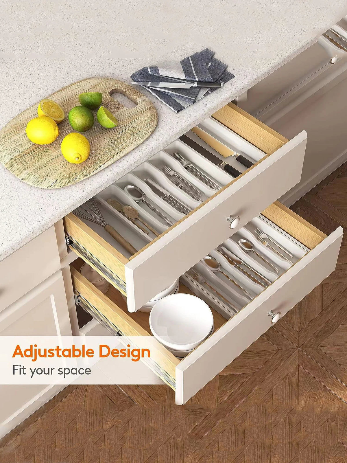 Expandable Drawer Organizer - Adjustable Retractable Cutlery