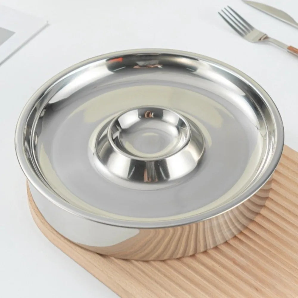 Stainless Steel Sashimi Ice Plate Dipping Dish Detachable