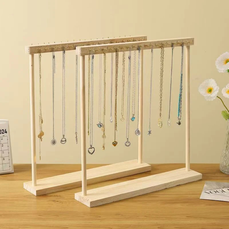 Jewelry Organizer Display Stand Solid Wood Necklace Hanging