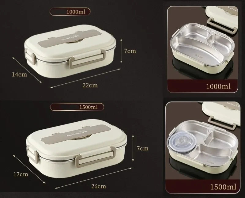 304 Stainless Steel Compartment Insulated Lunch Box Office