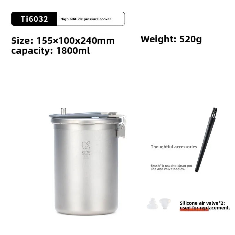 Keith Pure Titanium Outdoor Pressure Cooker Pot -