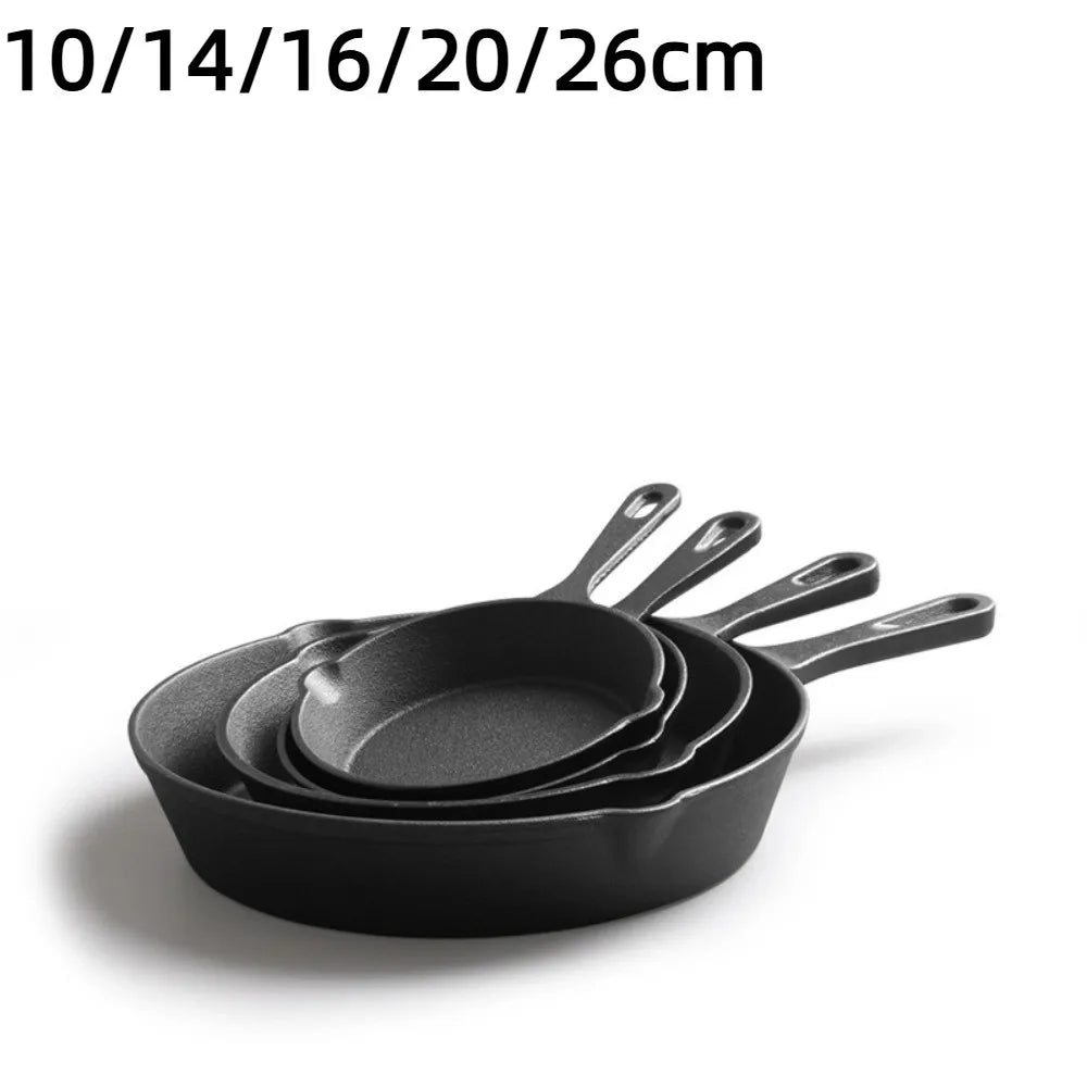 Pre-Seasoned Cast Iron Skillet 10/14/16/20/26cm Thickened Non