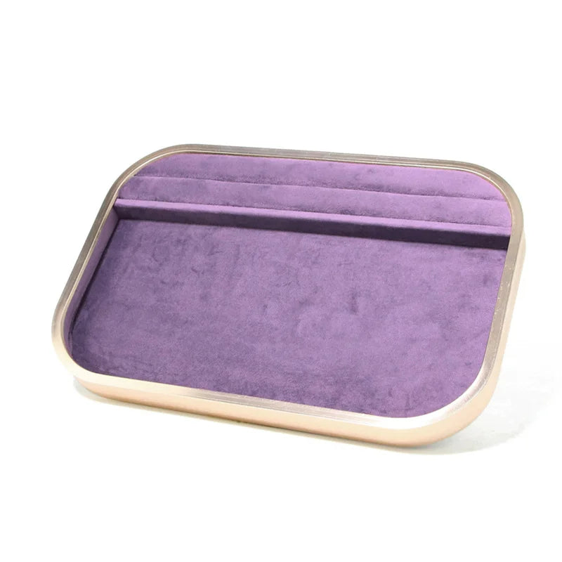 High-Grade Metal Frame Velvet Jewelry Display Tray Purple