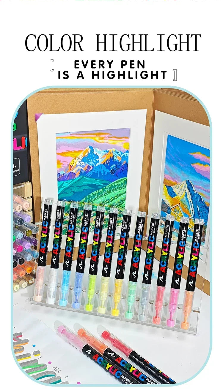 12-240 Colors Acrylic Paint Markers Brush Tip Direct-Liquid