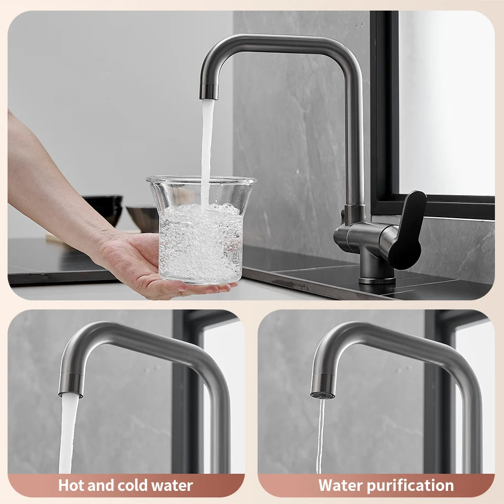 Grey Color Faucets Folded Waterfilter Taps Mixer Drinking