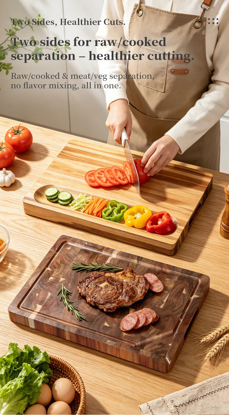 Thick Acacia Wood Cutting Board Double-Sided Using Wooden