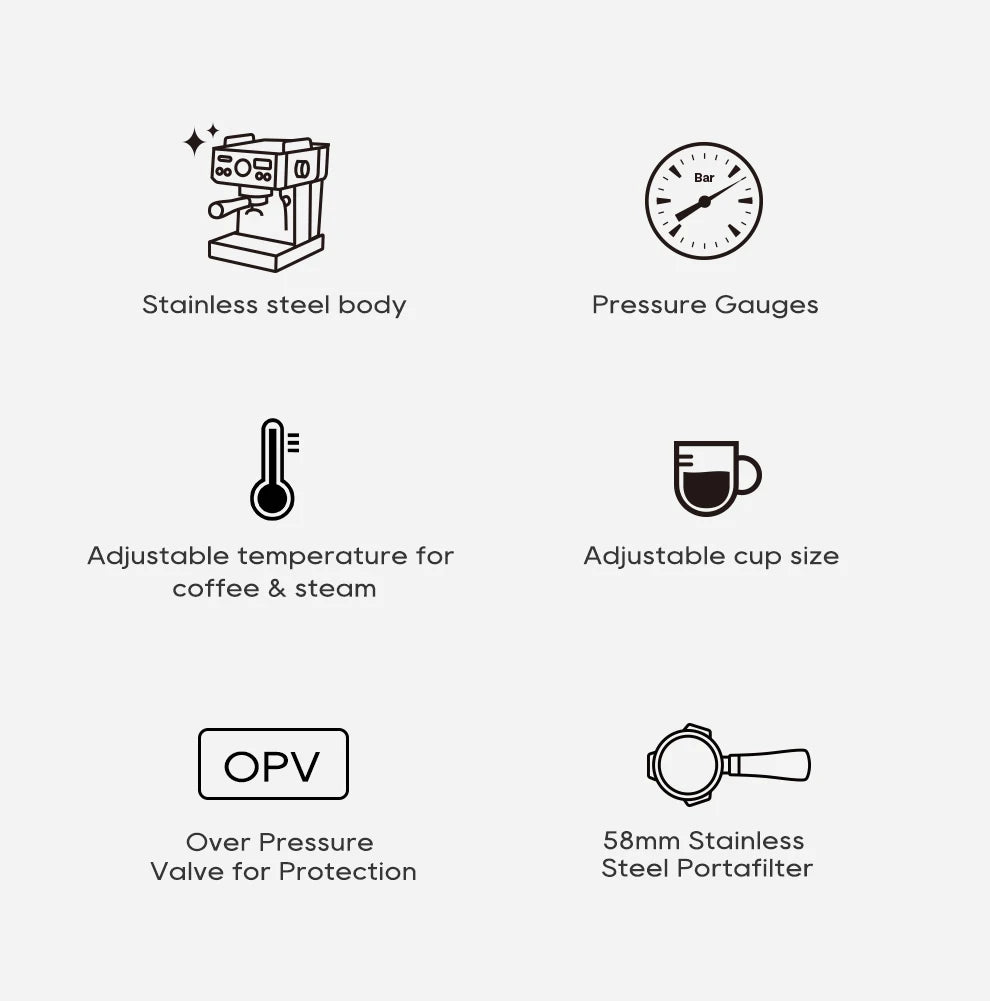 Hibrew H10a Black Espresso Machine Temperature Volume Pre