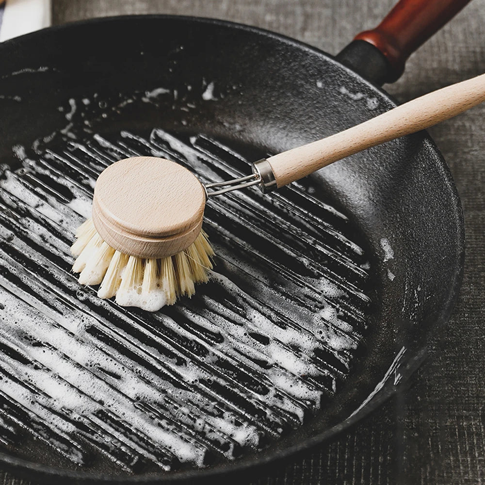 Wooden Dish Brush with Natural Sisal and Coconut Durable Portable Kitchen Cleaning Brush Eco Friendly Zero Waste