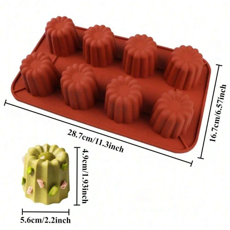 8/18 Cavity Silicone Canele Mold Mini Nonstick Canneles