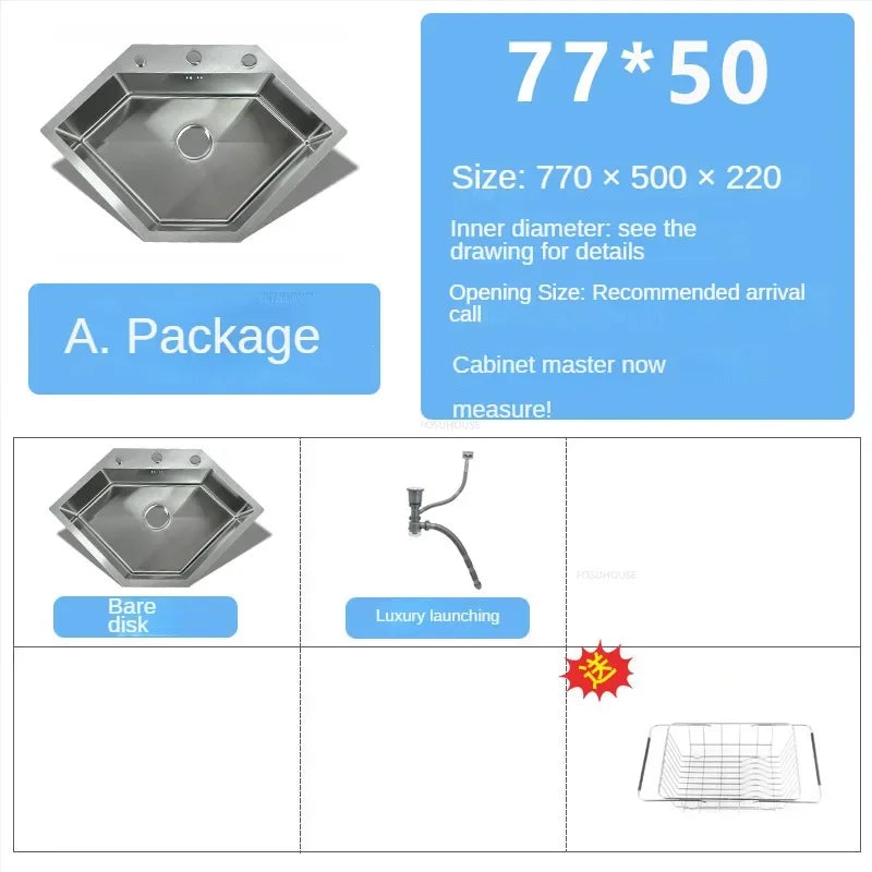Diamond Shaped Sinks Stainless Steel Creative Corner Dish