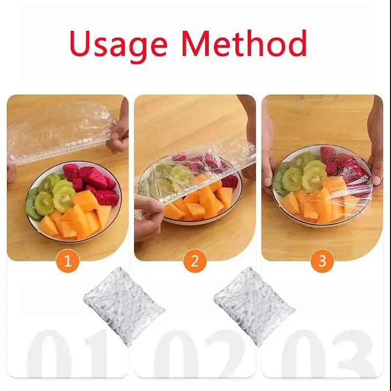 50 Pieces Disposable Food Cover Plastic Wrap Food