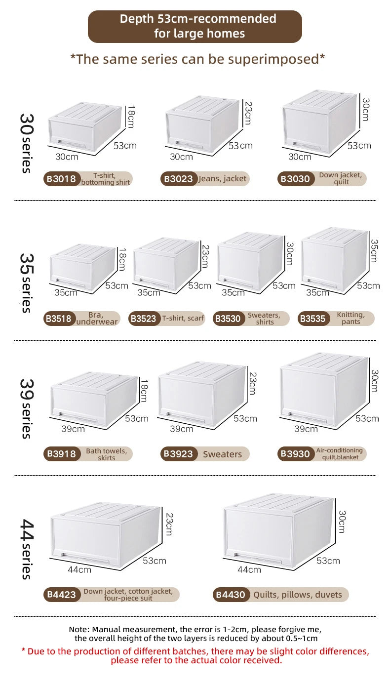 Stacking Storage Drawer Boxes Large Capacity Wardrobe Drawer