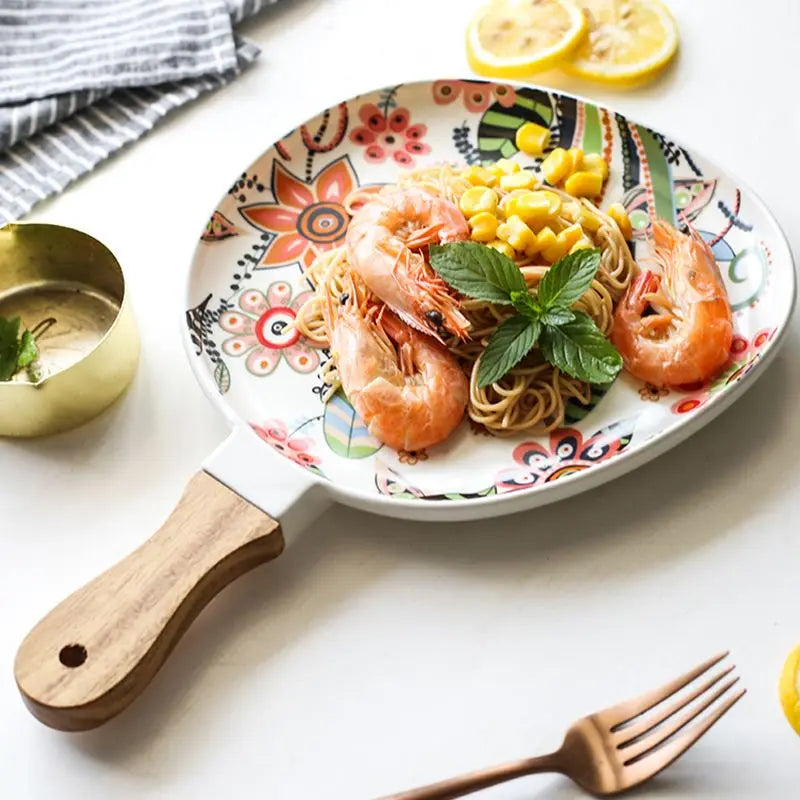 Ceramic Salad Plates Handle Porcelain Dinner Plates Colorful