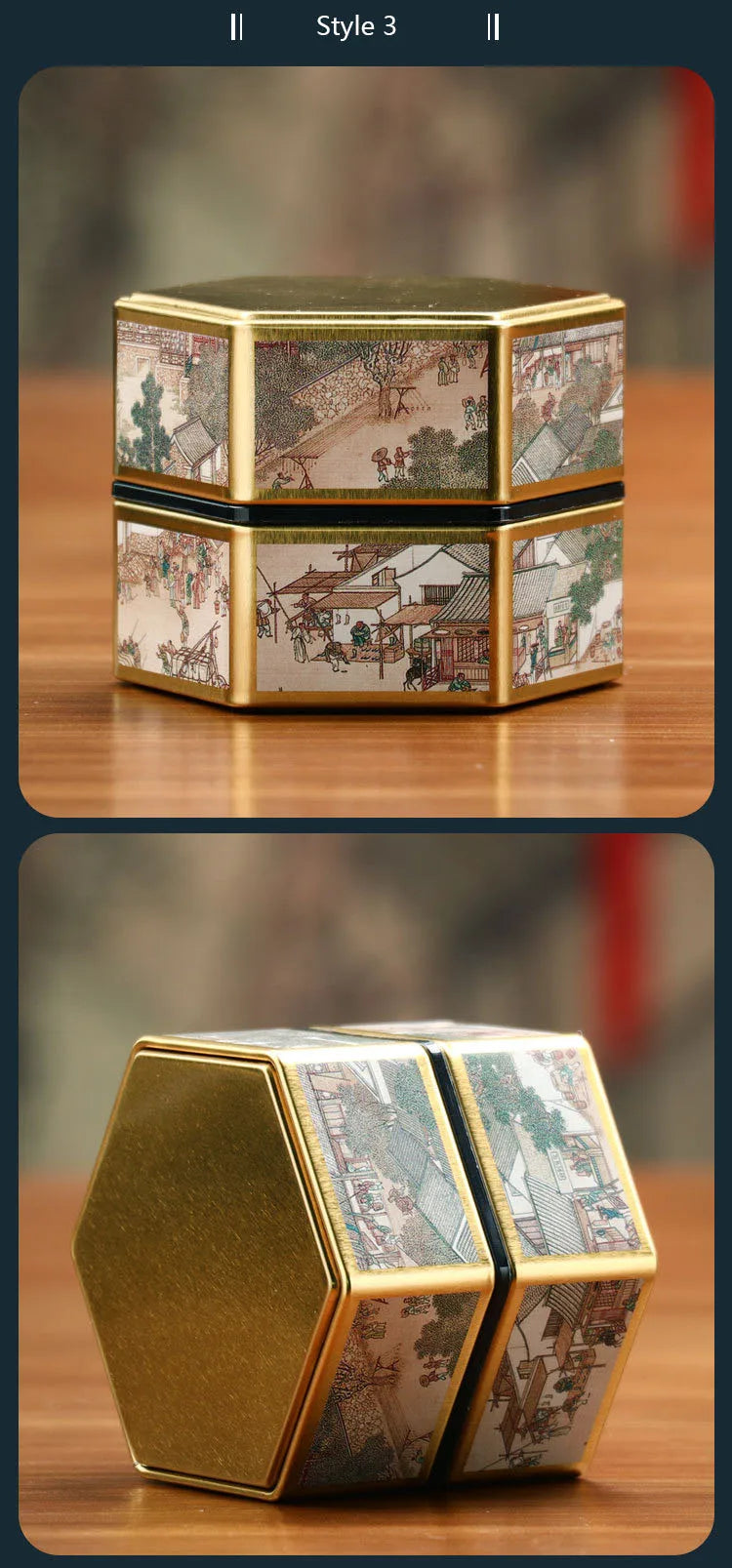 Tea Organizer Lids Hexagonal Tinplate Food Storage Jars