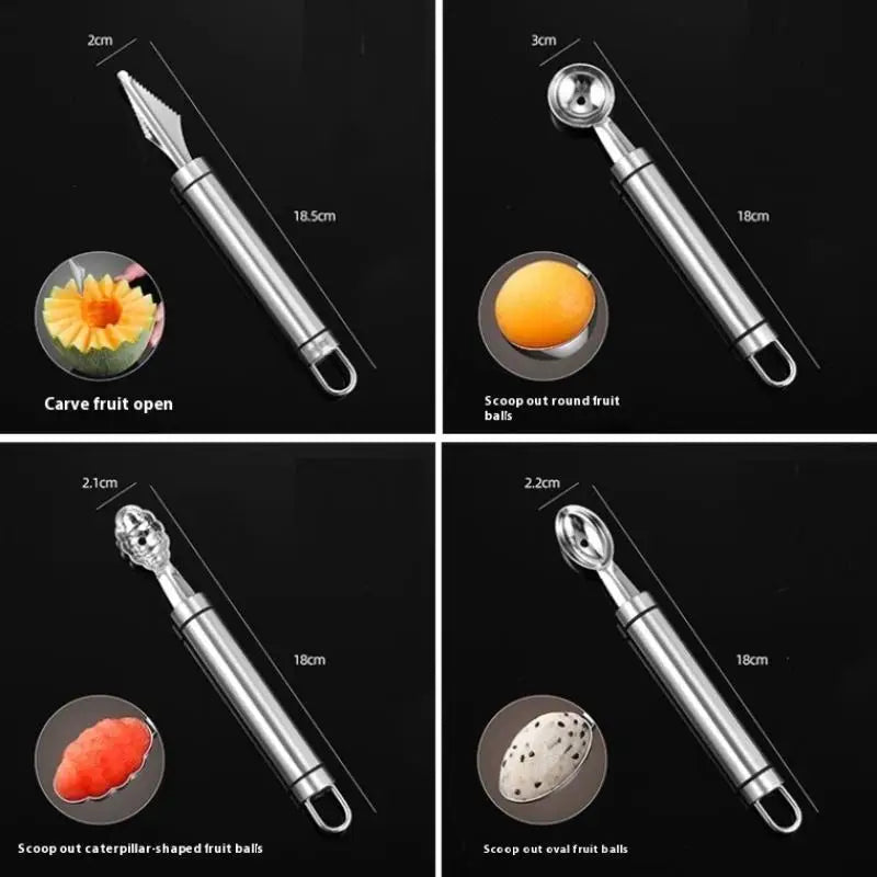 1pcs Fruit Carving Spoon Stainless Steel Waviness Baller