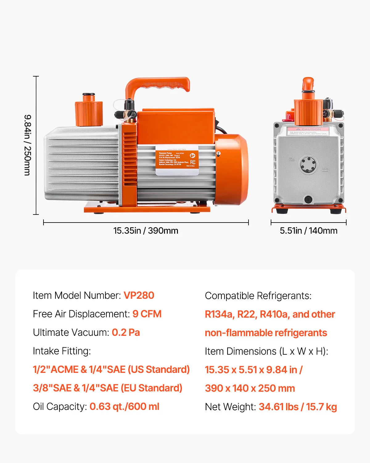 Succebuy Vacuum Pump & Oil Bottle 5cfm/4cfm/5cfm 1-Stage