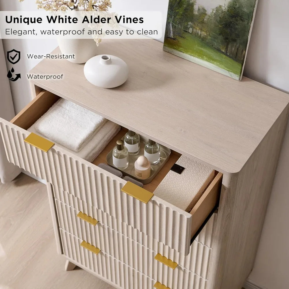 Fluted Drawers Dresser 48 Tall Modern Chest Of