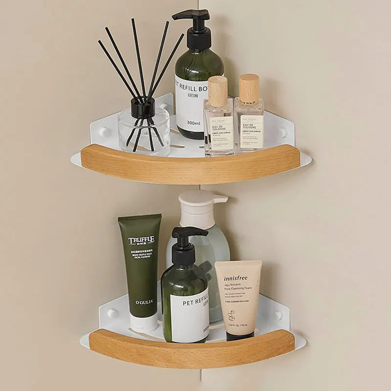 Black White Bathroom Shelves Wall Mountedspace Aluminum Wood