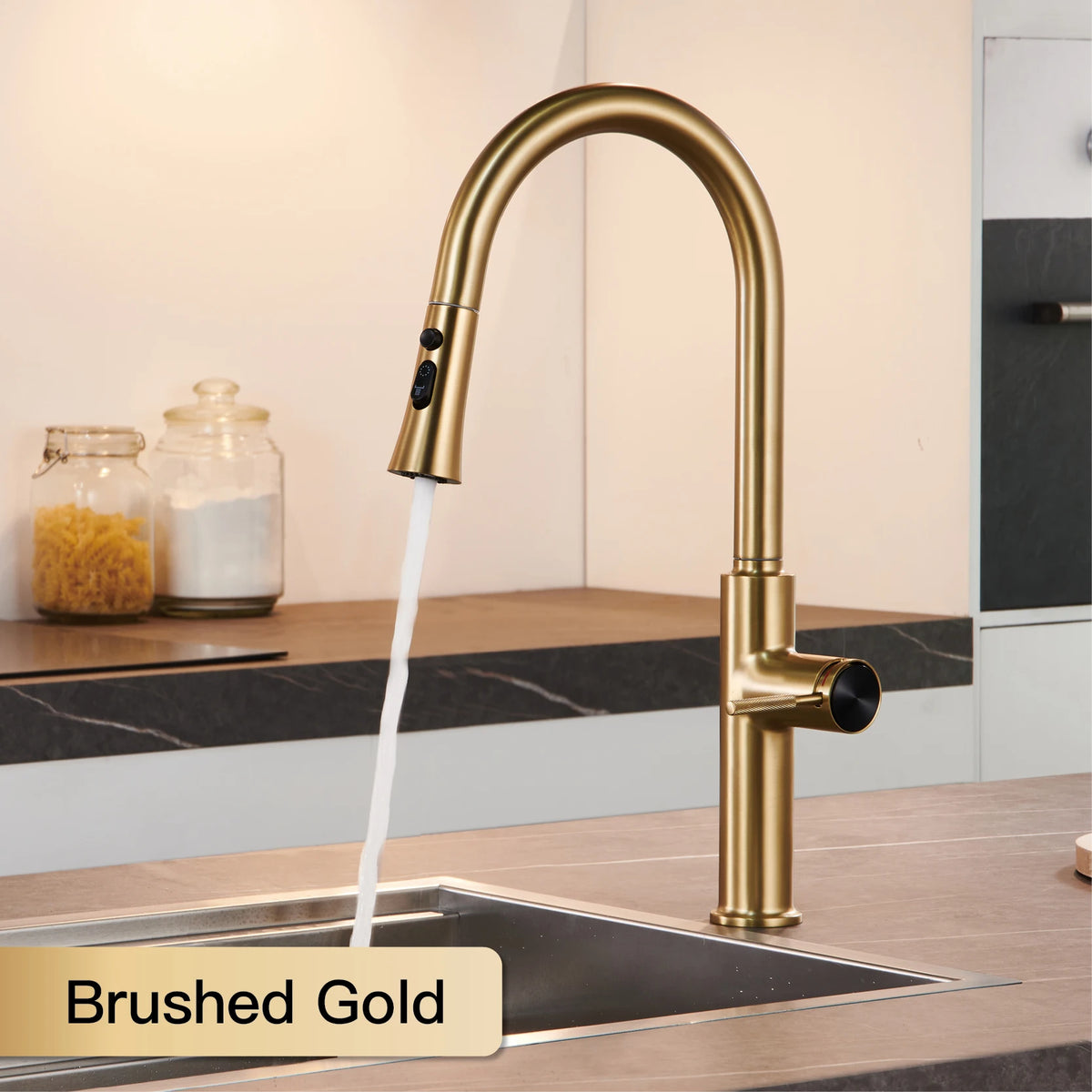 Aitana Pull Out Design Gun Grey Faucet Simple