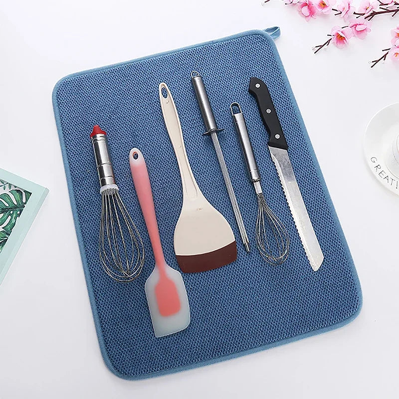 Dish Drying Mat In Cabinet Mats Microfiber Absorbent